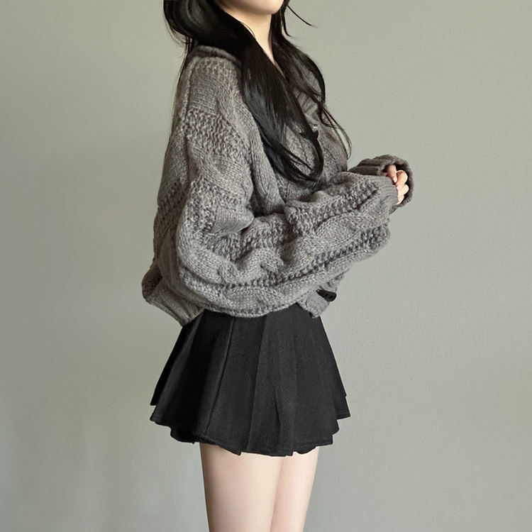 ケーブルオーバーニットカーディガン GREY