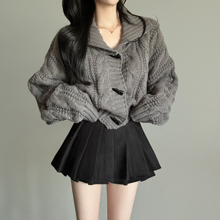 ケーブルオーバーニットカーディガン GREY