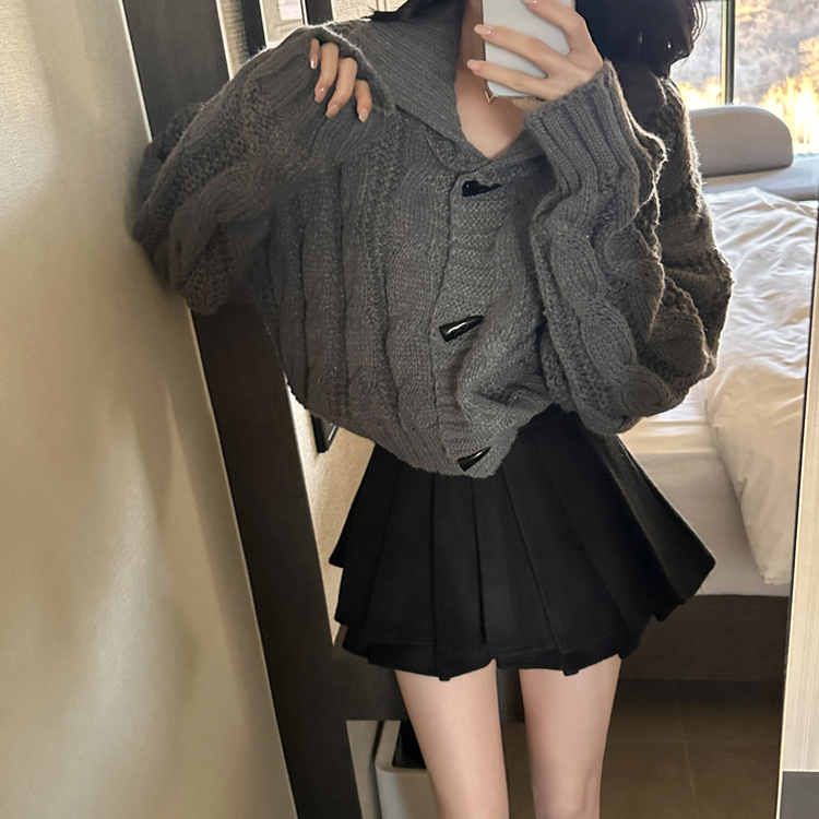 ケーブルオーバーニットカーディガン GREY