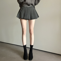 フェミニンスエードプリーツミニスカート CHARCOAL