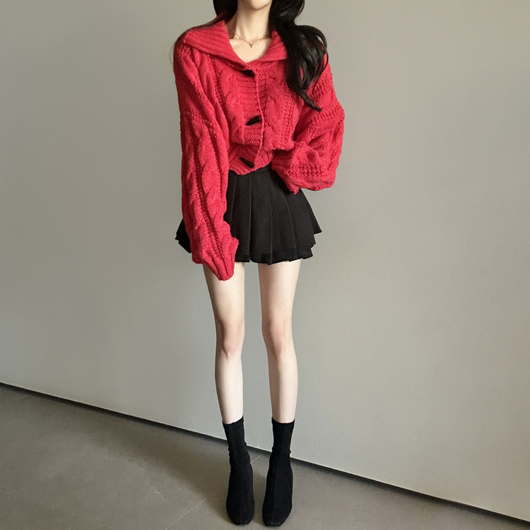 フェミニンスエードプリーツミニスカート BLACK