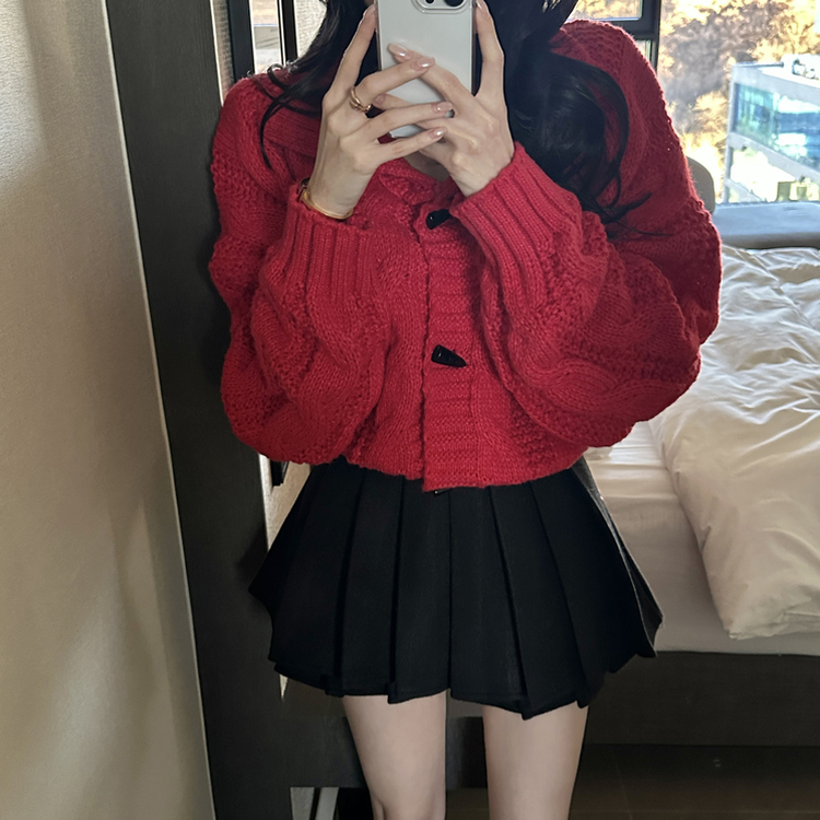 フェミニンスエードプリーツミニスカート BLACK