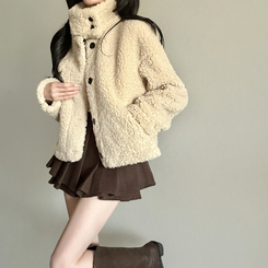 ボアハイネックハーフコートジャケット BEIGE