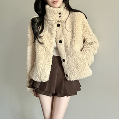 ボアハイネックハーフコートジャケット BEIGE