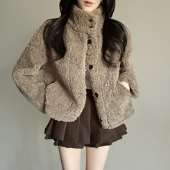 ボアハイネックハーフコートジャケット CHARCOAL