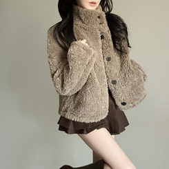 ボアハイネックハーフコートジャケット CHARCOAL