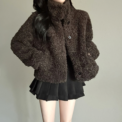 ボアハイネックハーフコートジャケット BLACK