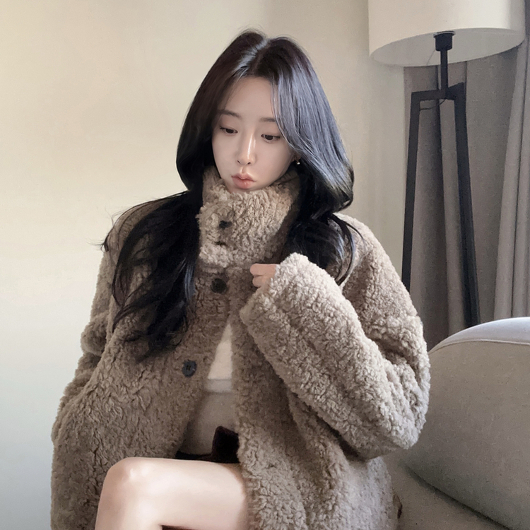 ボアハイネックハーフコートジャケット CHARCOAL