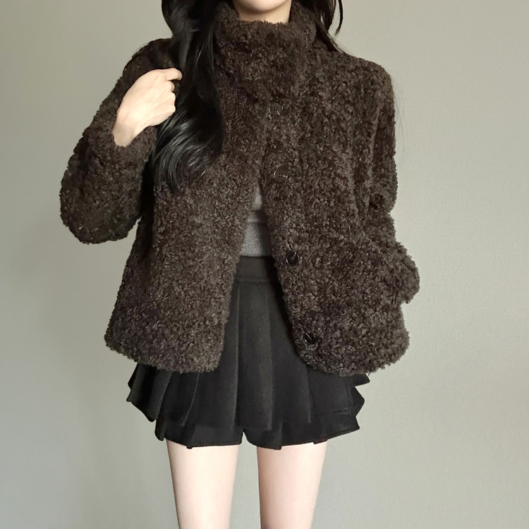 ボアハイネックハーフコートジャケット BLACK