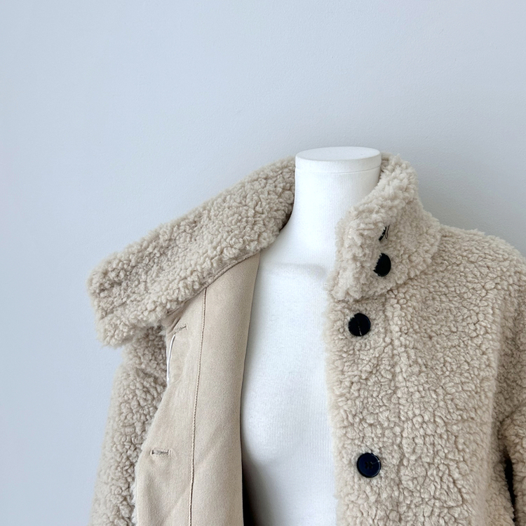 ボアハイネックハーフコートジャケット