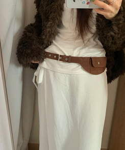 スエードバックルアイレットベルトバッグ BROWN