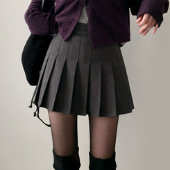 プリーツAラインミニスカート CHARCOAL