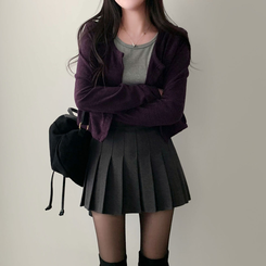 プリーツAラインミニスカート CHARCOAL