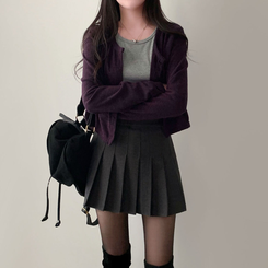 プリーツAラインミニスカート CHARCOAL