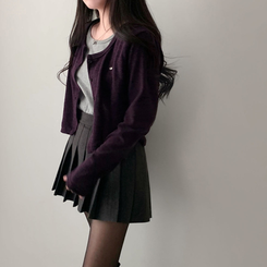 プリーツAラインミニスカート CHARCOAL