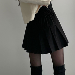 プリーツAラインミニスカート BLACK