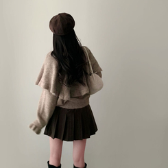 プリーツAラインミニスカート BROWN