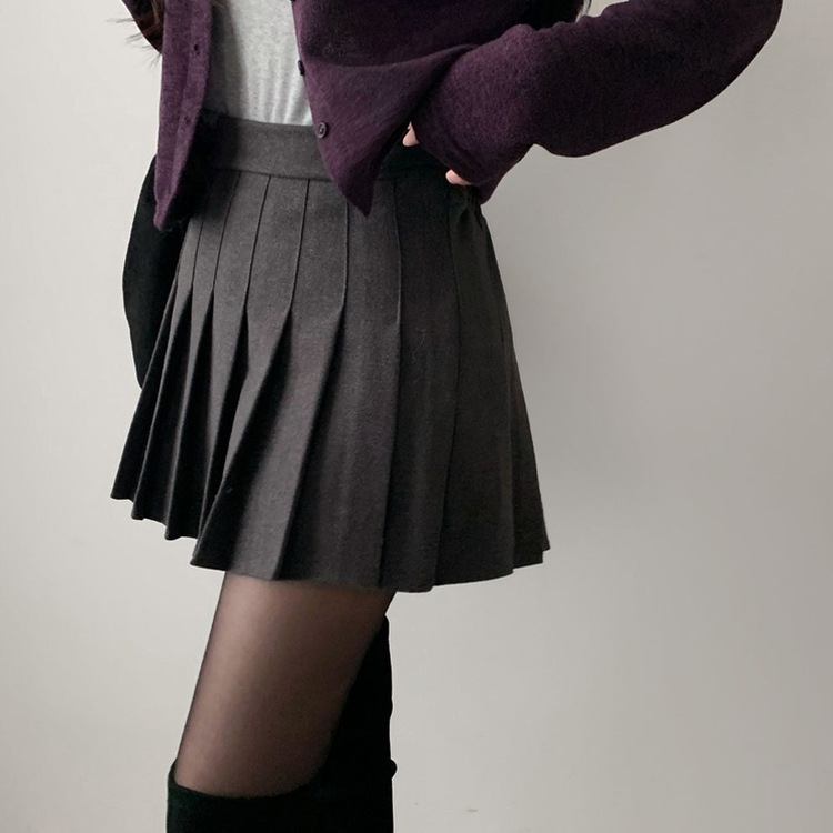 プリーツAラインミニスカート CHARCOAL
