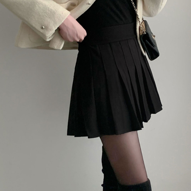 プリーツAラインミニスカート BLACK