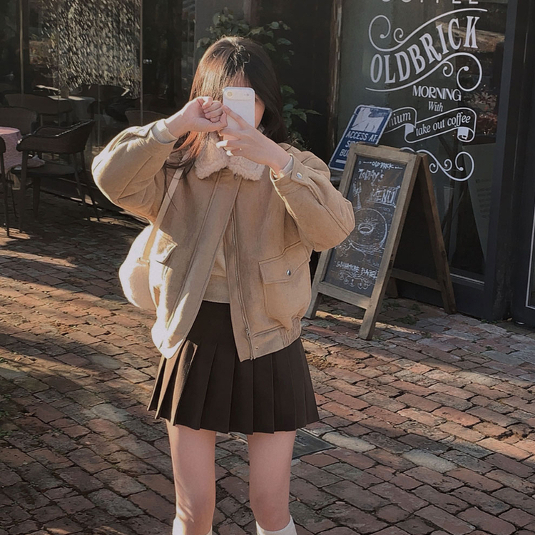 プリーツAラインミニスカート BROWN