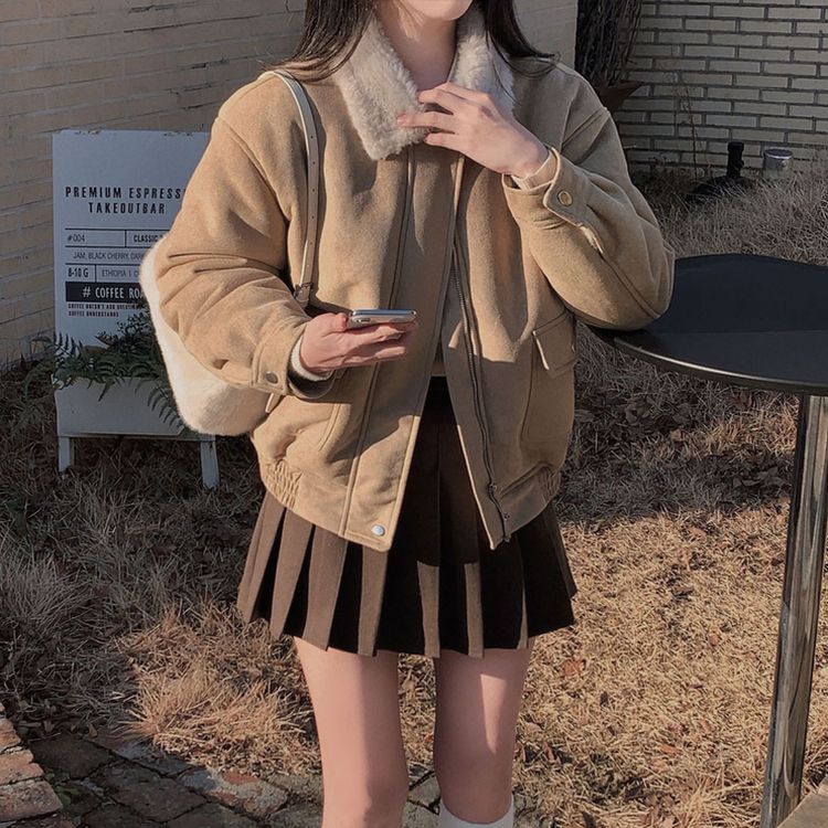 プリーツAラインミニスカート BROWN