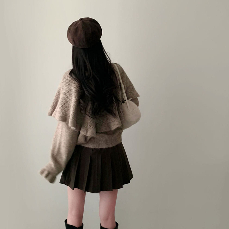 プリーツAラインミニスカート BROWN