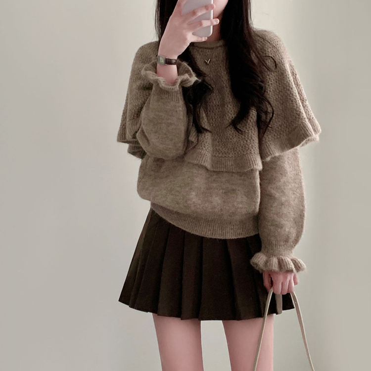 プリーツAラインミニスカート BROWN