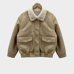 왕따뜻 델리만쥬 스웨이드 양털 무스탕 점퍼 크롭 퍼 자켓