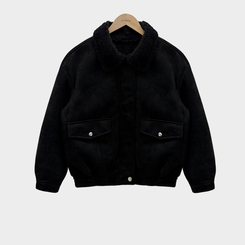 왕따뜻 델리만쥬 스웨이드 양털 무스탕 점퍼 크롭 퍼 자켓