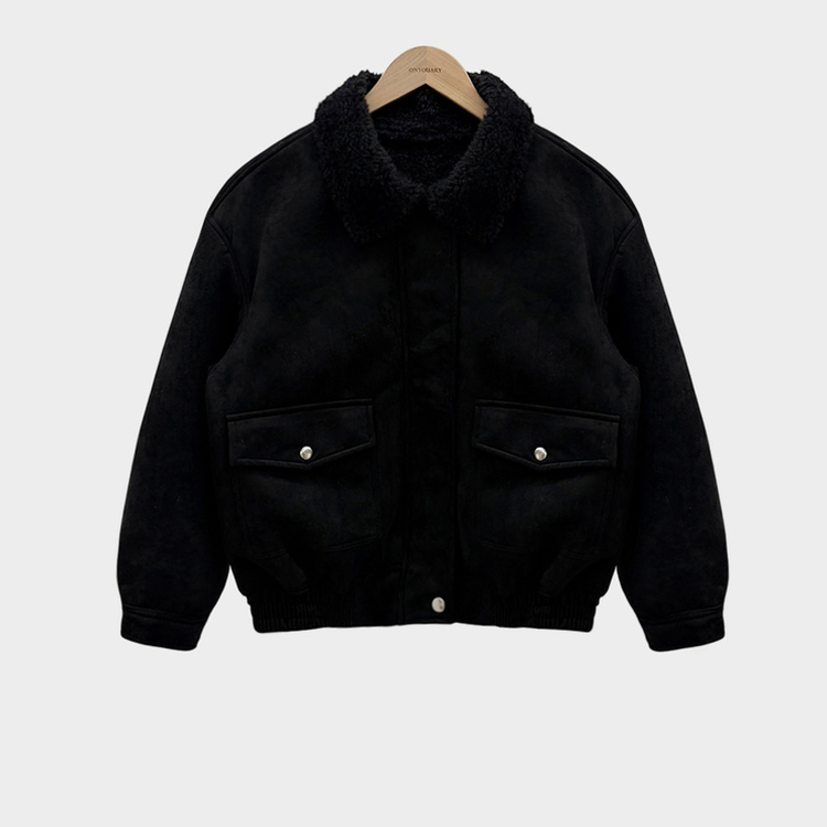 왕따뜻 델리만쥬 스웨이드 양털 무스탕 점퍼 크롭 퍼 자켓