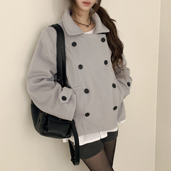 ダブルボタンキルティングショートコート SKY BLUE