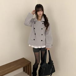 ダブルボタンキルティングショートコート SKY BLUE