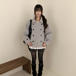 ダブルボタンキルティングショートコート SKY BLUE