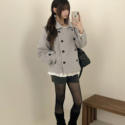 ダブルボタンキルティングショートコート SKY BLUE