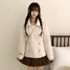 ダブルボタンキルティングショートコート BEIGE