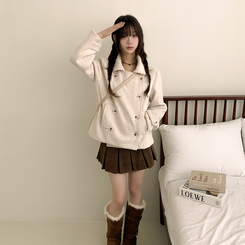 ダブルボタンキルティングショートコート BEIGE