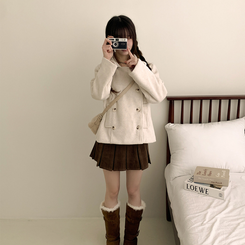 ダブルボタンキルティングショートコート BEIGE