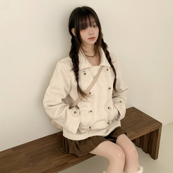 ダブルボタンキルティングショートコート BEIGE