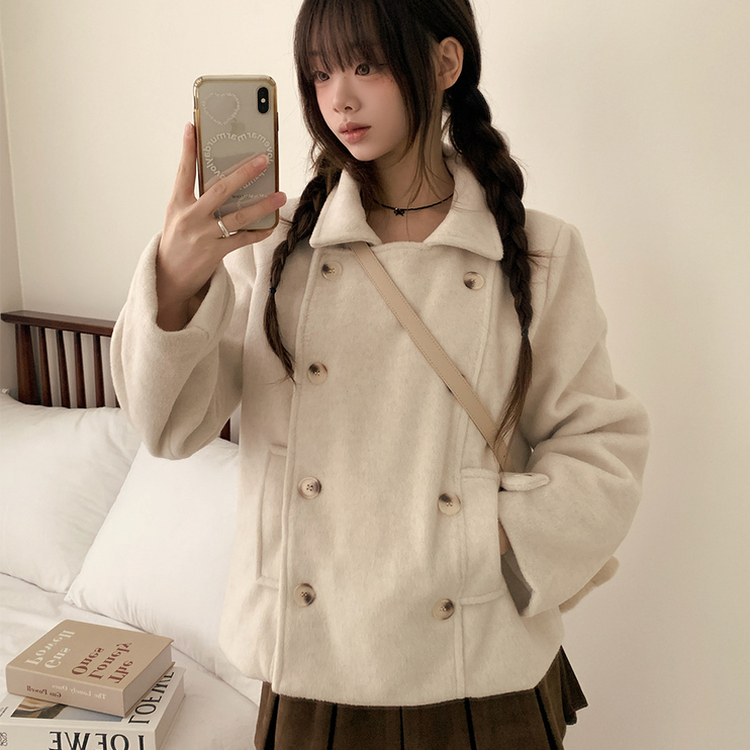 ダブルボタンキルティングショートコート BEIGE