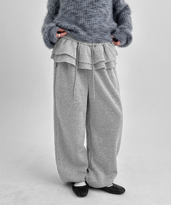 【起毛】フリルバンディングジョガーパンツ GREY