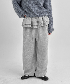 【起毛】フリルバンディングジョガーパンツ GREY