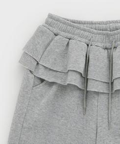 【起毛】フリルバンディングジョガーパンツ