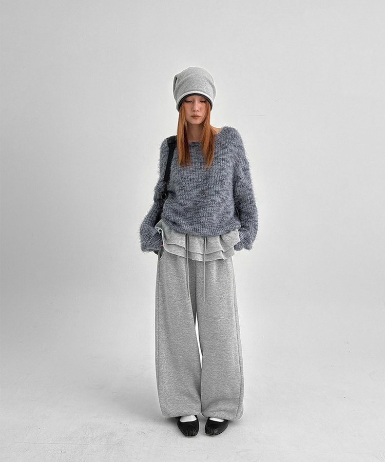 【起毛】フリルバンディングジョガーパンツ GREY