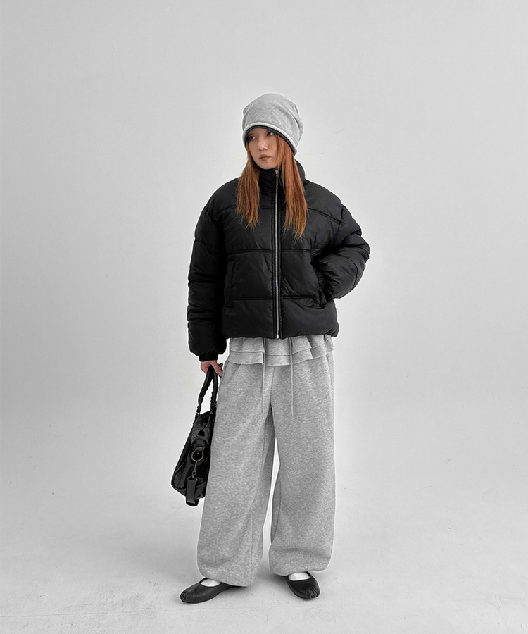 【起毛】フリルバンディングジョガーパンツ GREY