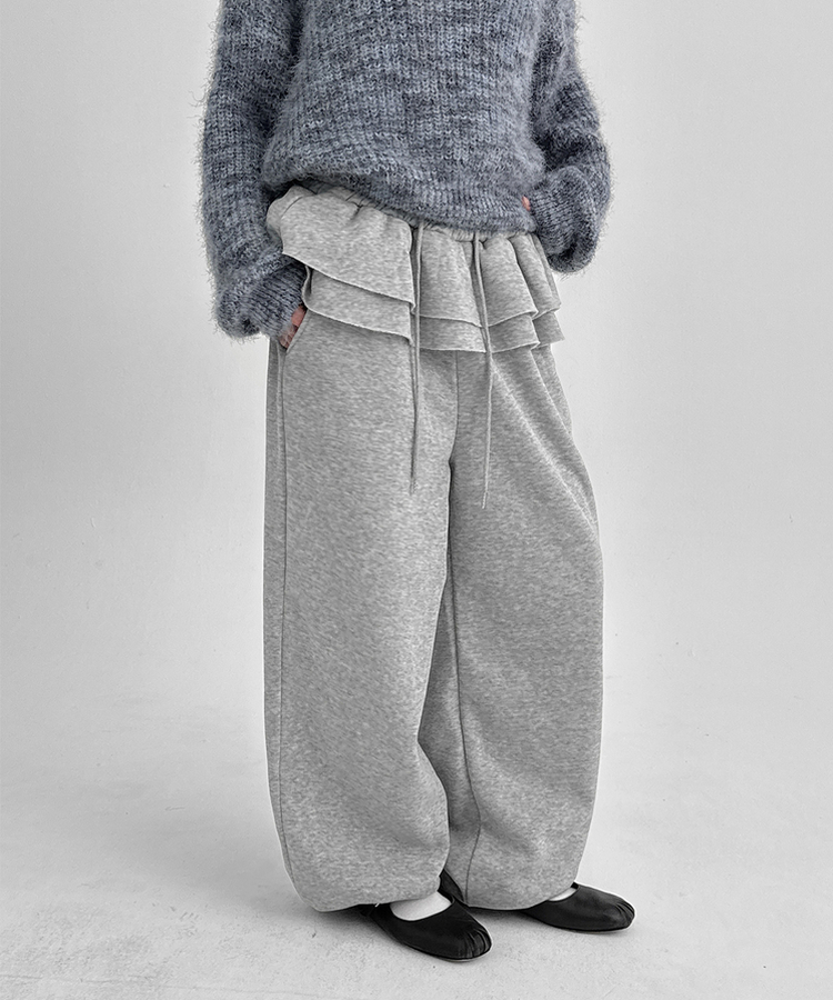 【起毛】フリルバンディングジョガーパンツ GREY