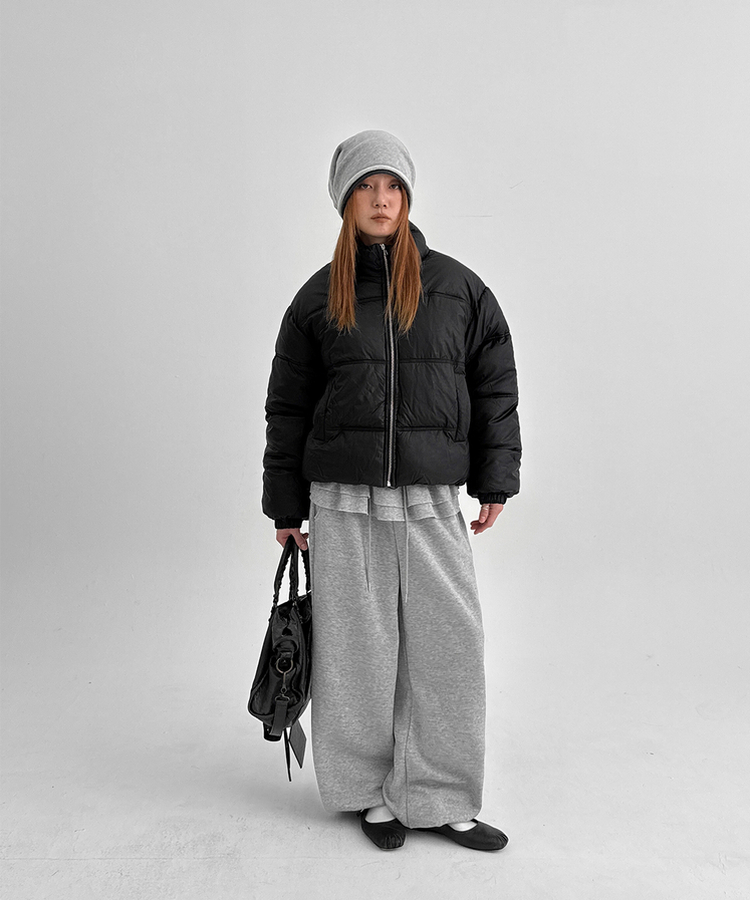 【起毛】フリルバンディングジョガーパンツ GREY