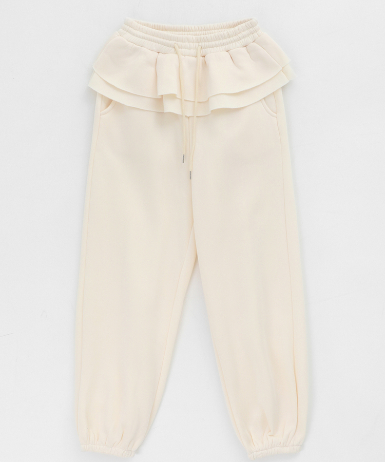 【起毛】フリルバンディングジョガーパンツ