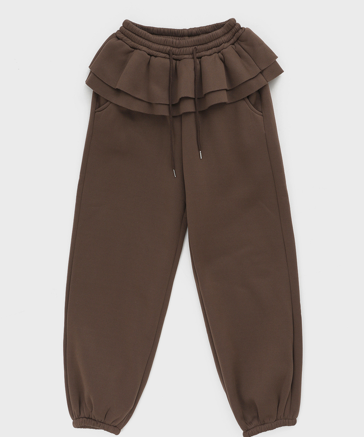 【起毛】フリルバンディングジョガーパンツ