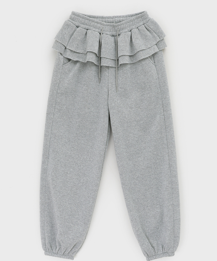 【起毛】フリルバンディングジョガーパンツ