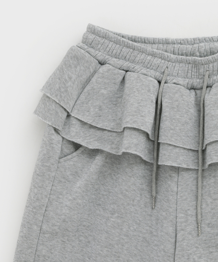 【起毛】フリルバンディングジョガーパンツ